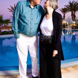 Romantic Twilight Poolside Embrace
