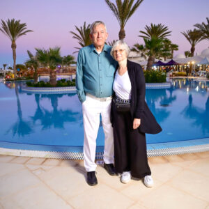 Twilight Poolside Couple Portrait